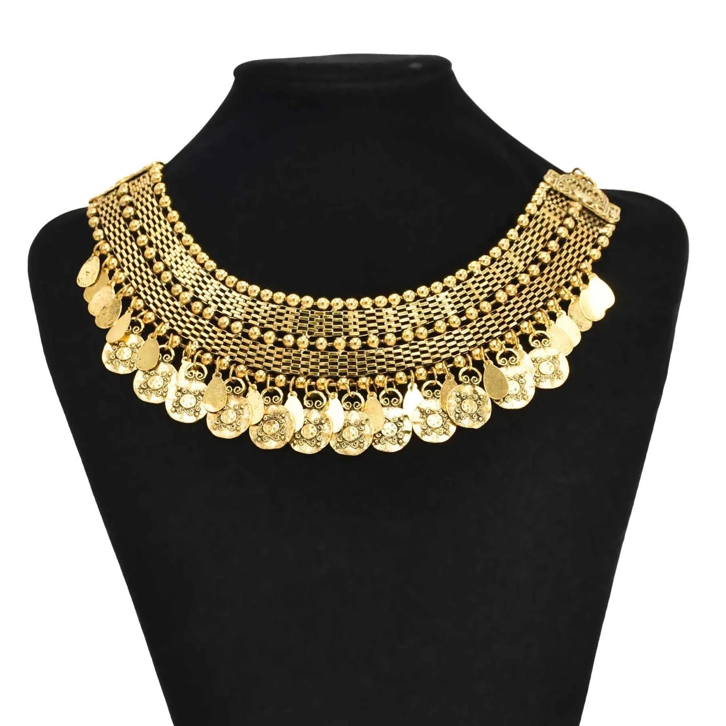 Türkei Bohemian Schwarz Blau Stein Ethnische Münze Quaste Halskette Türkische Gypsy Boho Strand Halsband Lätzchen Indien Halskette für Frauen Party So ist Leben
