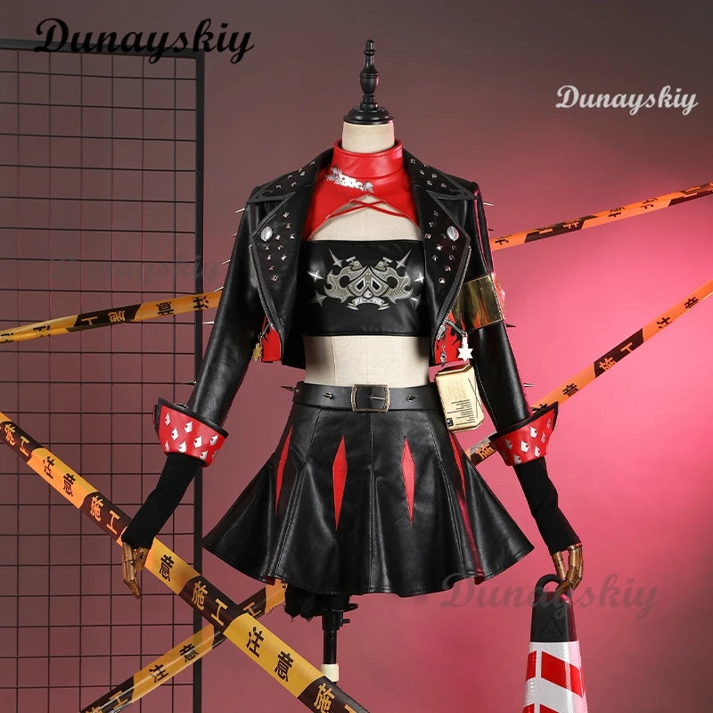 Burnice Weißes Cosplay-Kostüm, Perücke, Haar, Zenless Zone Zero, Rollenspiel, Halloween-Party, Brille, Frau, Comic-Con-Verkleidung, Kampfset So ist Leben