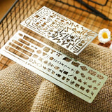 2 teile/satz Vintage Tragbare Edelstahl Schablonen Hohl Lineal Planer Reise Tagebuch Notebook DIY Werkzeug Vorlage Geschenk Schreibwaren So ist Leben