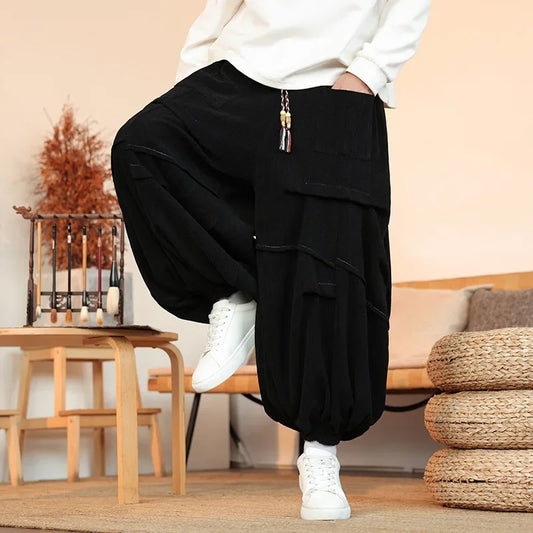 Herren Cord Herbst Winter Loose Fit Sporthose Schwergewicht Bündchen Weites Bein Freizeithose Design Sense Plissee Große Größe So ist Leben