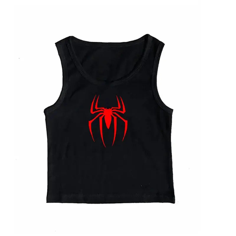 Y2k Tank Tops Sexy Frauen Sommer Camis Punk Y2K Harajuku Ärmellose Spinne Gedruckt Strumpfhosen Weste Femme Streetwear Grafik EMO Mädchen - So ist Leben