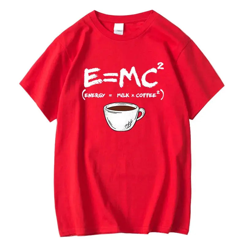 Lässiges, lustiges T-Shirt aus Baumwolle mit „Energy=Milch+Kaffee“-Aufdruck - So ist Leben