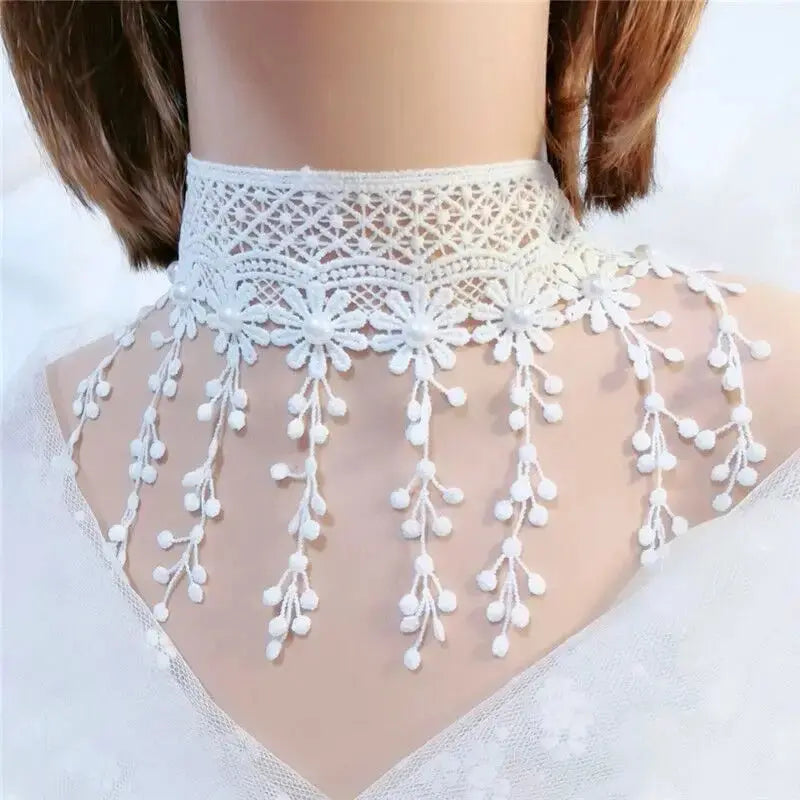 Anhänger weiße Spitzenkragen-Halskette für Frauen und Mädchen, dunkler Loli-Stil, Halloween-Schmuck - So ist Leben