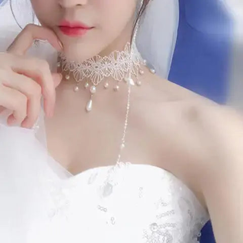 Anhänger weiße Spitzenkragen-Halskette für Frauen und Mädchen, dunkler Loli-Stil, Halloween-Schmuck - So ist Leben