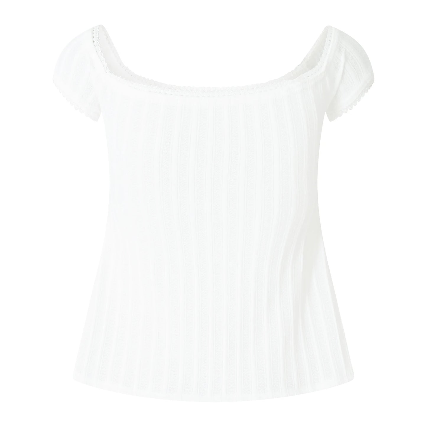 Süßes, mädchenhaftes, kurzärmliges, kurzes Oberteil für Damen, Sommer, einfarbig, quadratischer Ausschnitt, Basic-T-Shirt für Party, Streetwear So ist Leben