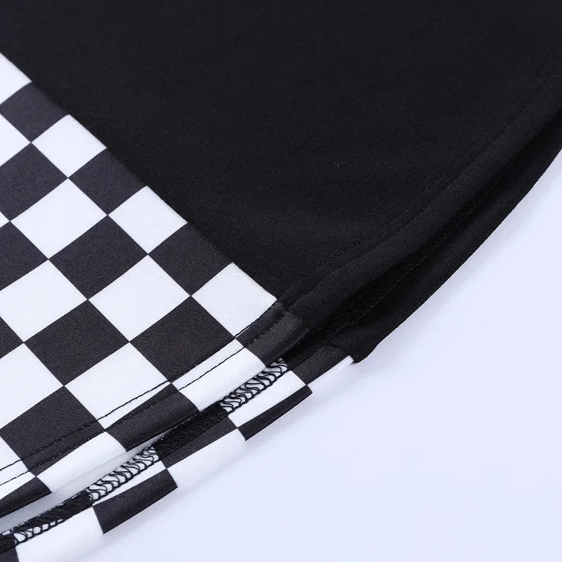 Patchwork Goth Plaid sexy Minirock Frauen Harajuku Mode Falten rock Punk ästhetische Sommer hohe Taille Rock 2021 So ist Leben