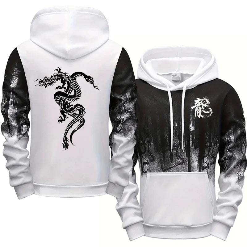 Lässiger, supercooler Kapuzenpullover mit Drachen-Print - So ist Leben