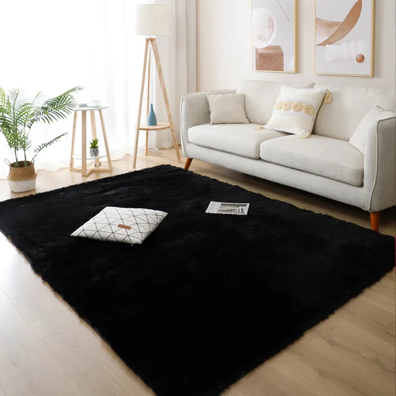 Weißer flauschiger Flurteppich Modernes Wohnzimmer - So ist Leben