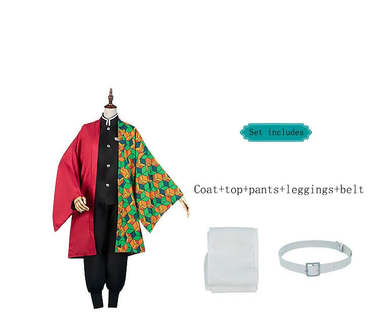 Dämonentöter Kamado Tanjirou Zenitsu Giyuu Cosplay Kostüm Anime Set für Kinder Mann Halloween Dress UpHalloween Frauen Kinder So ist Leben