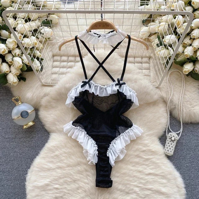 Overall Heißer Für Frauen Rüschen Spitze Strappy Onesie Camis Porno Uniform Sheer Sinnliche Magdalyn Bodycon Bodys Transparent Neue So ist Leben