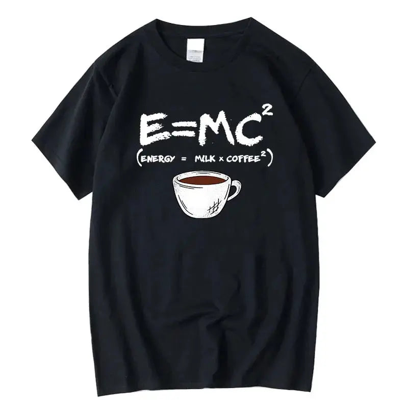 Lässiges, lustiges T-Shirt aus Baumwolle mit „Energy=Milch+Kaffee“-Aufdruck - So ist Leben