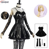 Misa Amane Cosplay Kostüm Perücke Kunstleder Sexy Kleid Halskette Spitze Ärmel Strümpfe Frauen Uniformen Anime Outfits - So ist Leben