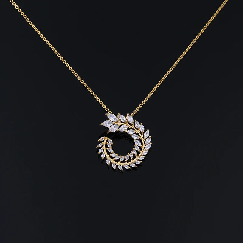 Zwei Größe Neue Design Luxus AAA Zirkon Olivenzweig Ohrringe und Anhänger Schmuck Sets Für Mode Frauen Hochzeit Schmuck Set AS128 So ist Leben