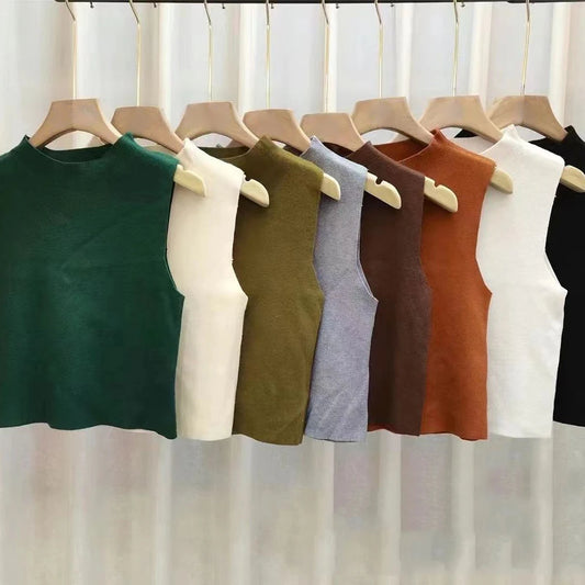 Frauen gestrickt Tank Top Sommer Herbst schlanken Pullover kurze ärmellose solide Frühling Herbst Pullover Pullover 2024 ärmellose Weste So ist Leben