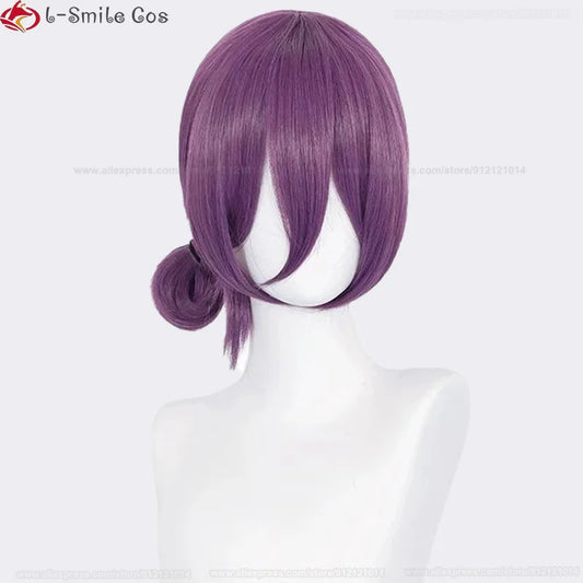 Anime Reze Cosplay Perücke 45 cm Lila Perücke Mit Halsband Anime Cosplay Kostüm Frauen Reze Perücken Hitzebeständige Synthetische Haar So ist Leben