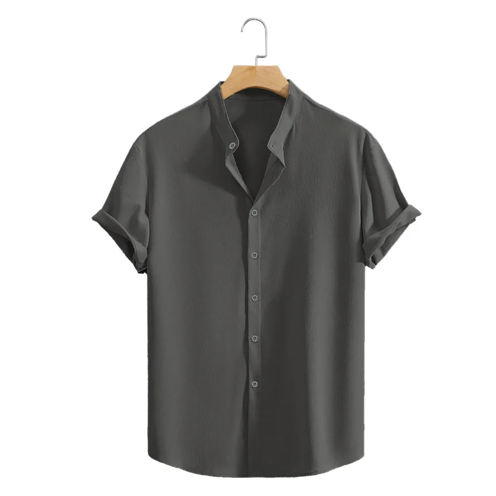 Jugend Casual Strand Kurzarm Shirts Einfarbig Lose Beiläufige Atmungsaktive Hemd Leichte Streetwear Männliche Taste Tops So ist Leben