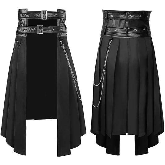 Unisex-Lederrock für Herren, große Freizeitkleidung, Gothic-Stil, Punk, Rock, mittelalterlich, schottisch, Frühling und Herbst So ist Leben