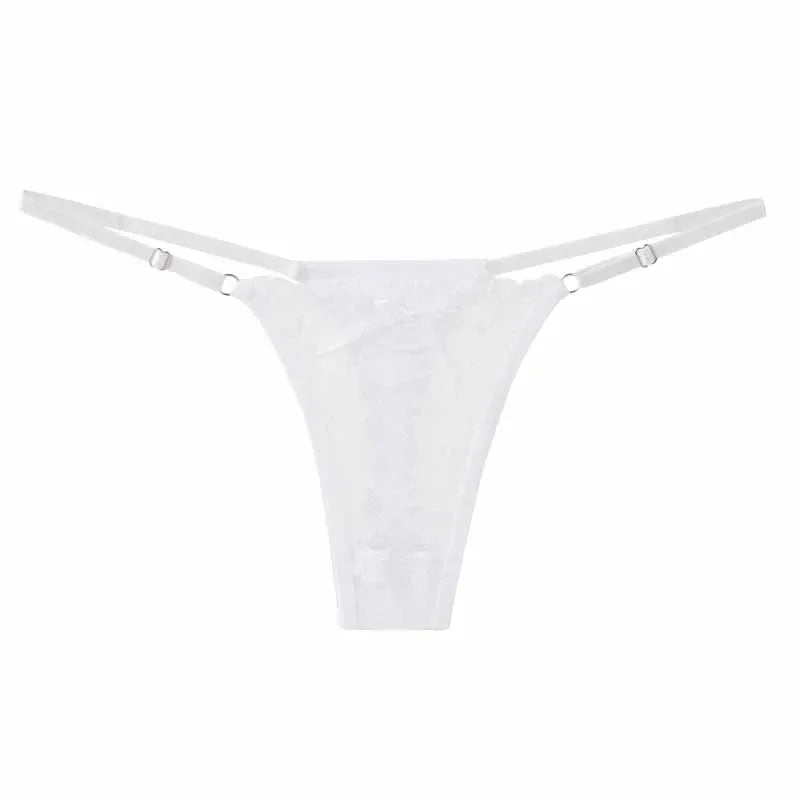 Spitze Unterwäsche Für Frauen Low Rise Einstellbare Taille Thongs Sexy Perspektive G-String Weibliche Atmungsaktive Unterhose Dessous So ist Leben