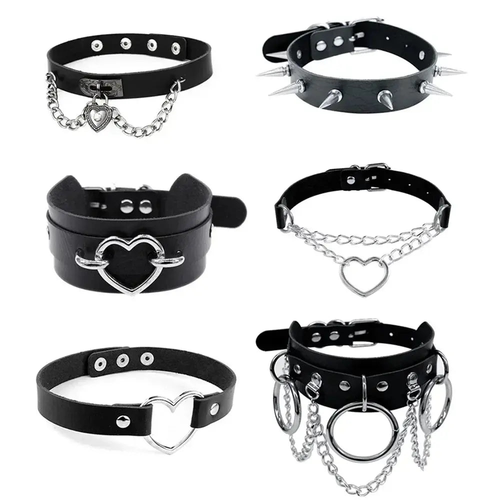 Gothic Heart Lock Choker – Punk Rivet Necklace with Key | Cosplay, Bondage-Inspired Jewelry for Women - So ist Leben