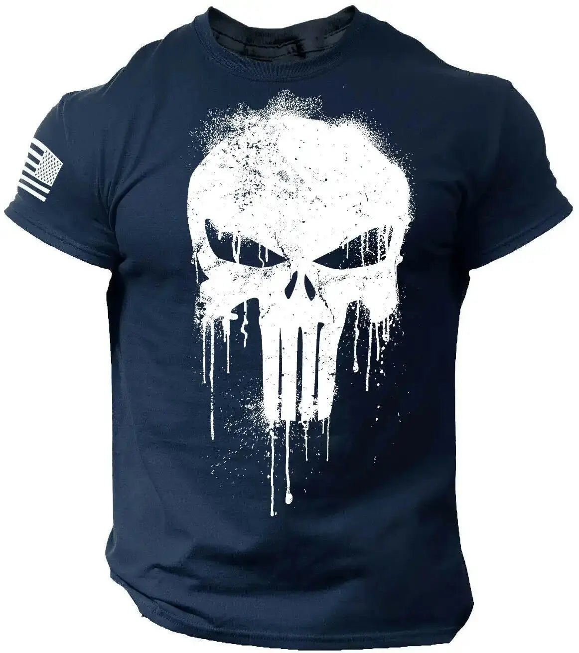 T-Shirt mit 3D-Druck im Militärstil mit patriotischem Totenkopf - So ist Leben