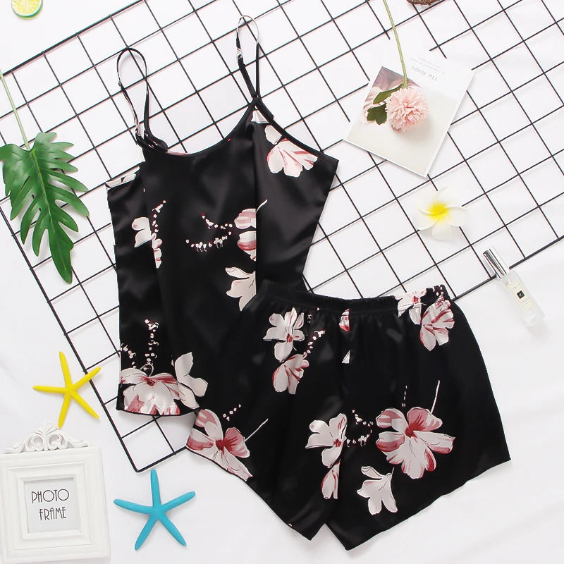 Damen Satin Seide Spitze Cami Weste Shorts Dessous Pyjamas Set Sommer Frauen Pyjamas Sets Zwei Stück Set Pijama Für Frau So ist Leben