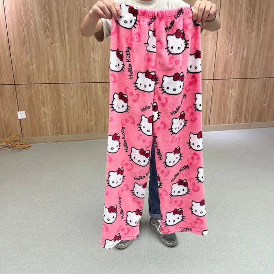 Hello‑Kitty Flanell‑Homewear Hose im Cartoon‑Design - So ist Leben