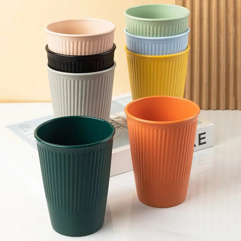 Eco-Friendly Wheat Straw 6Pcs/Set Unbreakable Multi-Purpose Drinking Cups Biodegradable Round Toothbrush Cup BPA-Free - So ist Leben