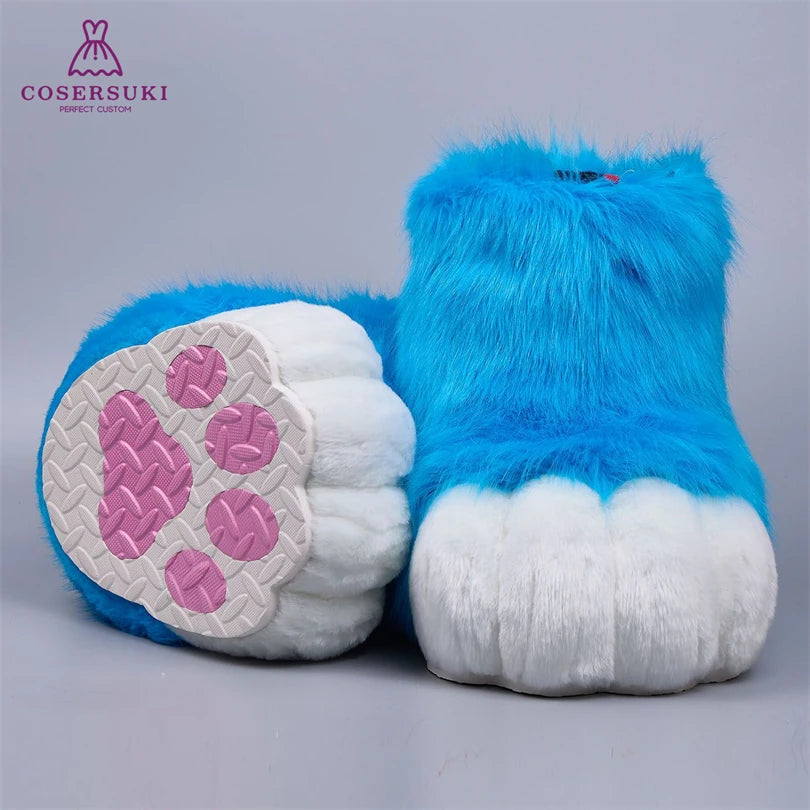 Kigurumi Fursuit Feline und Canine Paw Schuhe Pelzige Cosplay Schuhe Comic Con Performance Schuhe So ist Leben
