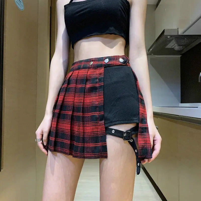 Alle Spiel Frauen Punk Mall Goth Shorts Rock Frauen Y2k E-mädchen Streetwear Harajuku Bein Ring Schnalle Abnehmbare hohe Taille Emo So ist Leben
