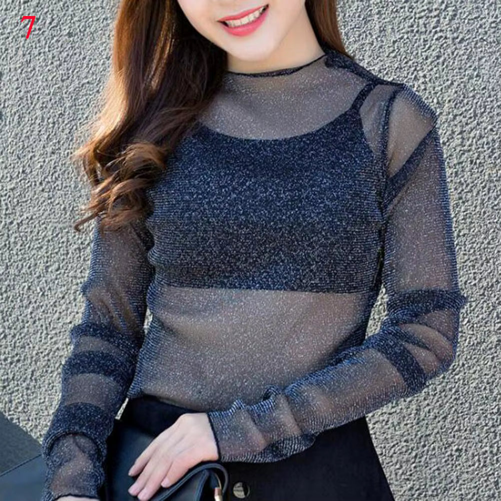 Damen Mesh Langarmshirt Modern mit Spitzenakzent So ist Leben