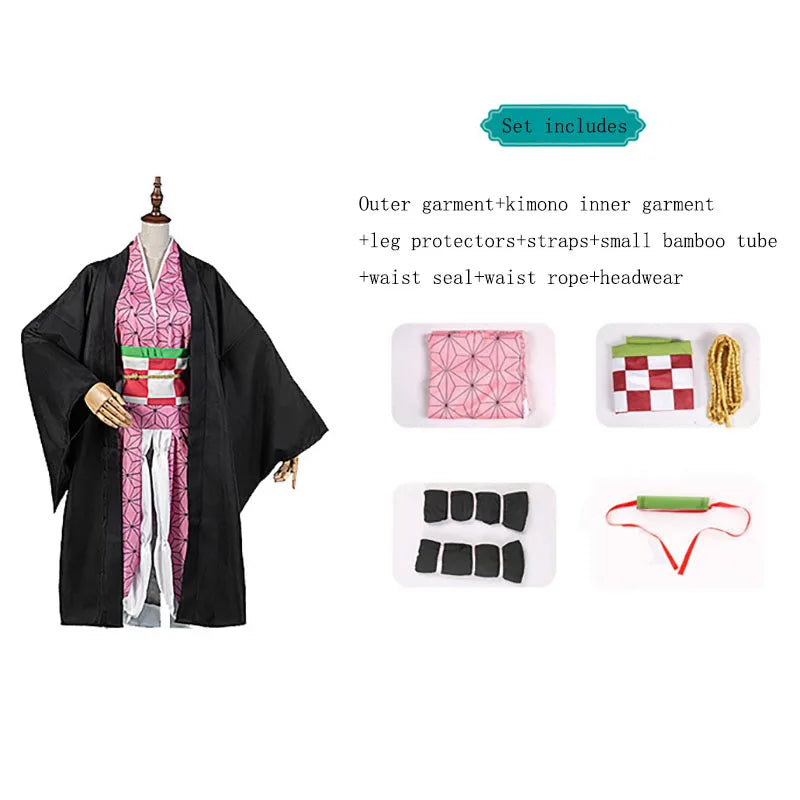 Dämonentöter Kamado Tanjirou Zenitsu Giyuu Cosplay Kostüm Anime Set für Kinder Mann Halloween Dress UpHalloween Frauen Kinder So ist Leben