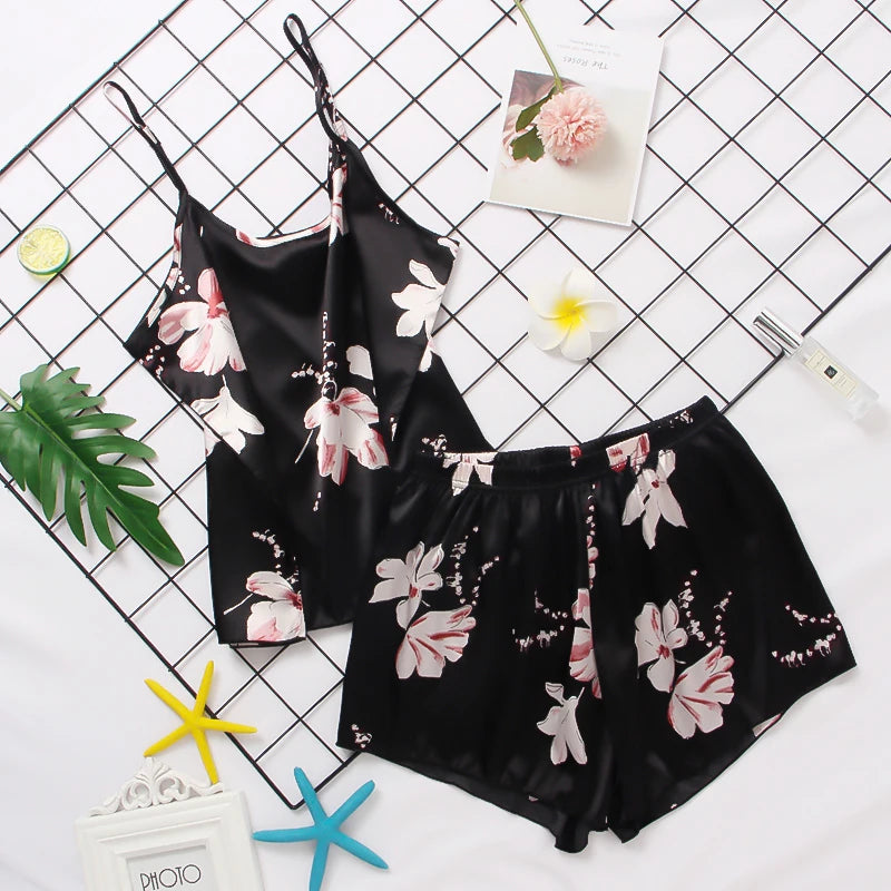Damen Satin Seide Spitze Cami Weste Shorts Dessous Pyjamas Set Sommer Frauen Pyjamas Sets Zwei Stück Set Pijama Für Frau So ist Leben