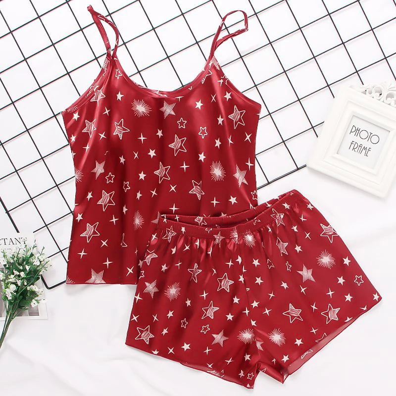 Damen Satin Seide Spitze Cami Weste Shorts Dessous Pyjamas Set Sommer Frauen Pyjamas Sets Zwei Stück Set Pijama Für Frau So ist Leben