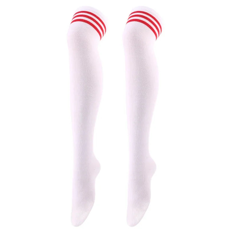 Overknee-Oberschenkelstrümpfe für Damen im akademischen Stil, schwarz-weiß gestreift, lange Socken, Overknee-Strümpfe für Damen und Mädchen, warmes Knie So ist Leben