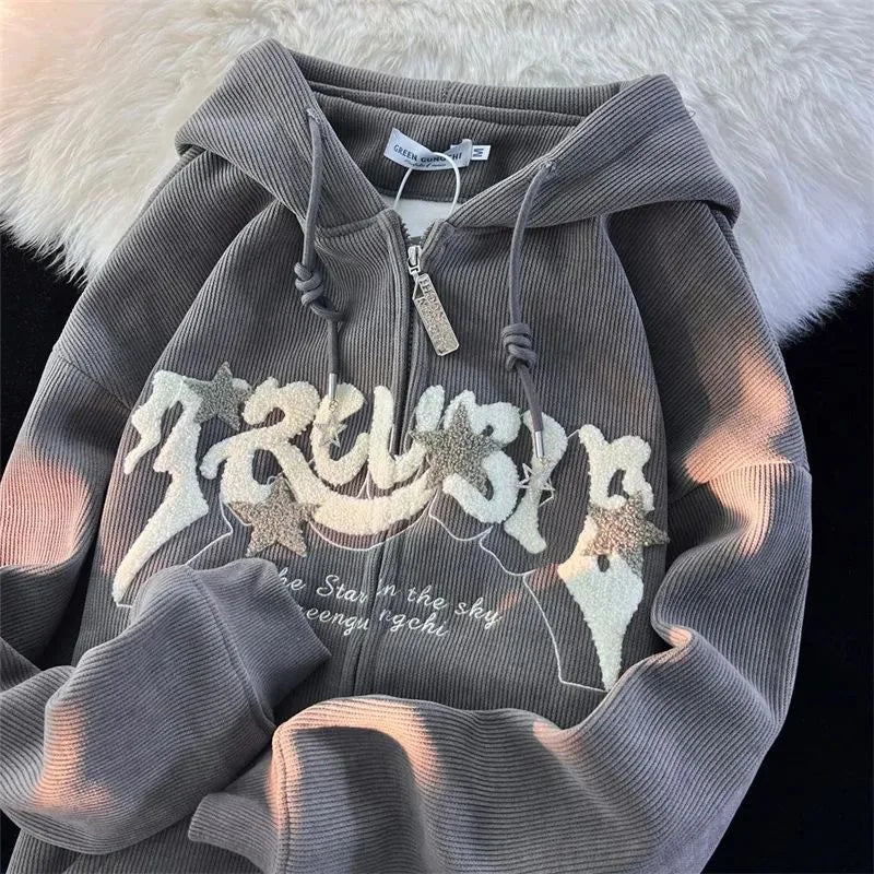 Lässiger Langarm-Sweatshirt-Hoodie mit Stickerei - So ist Leben
