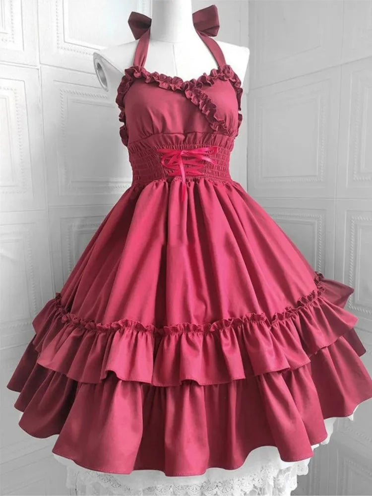 Sommer Klassische Elegante Hosenträger Kleid Lolita Solide Kawaii Lolita Retro Weiche Mädchen Tee Party JSK Hosenträger Kleid So ist Leben