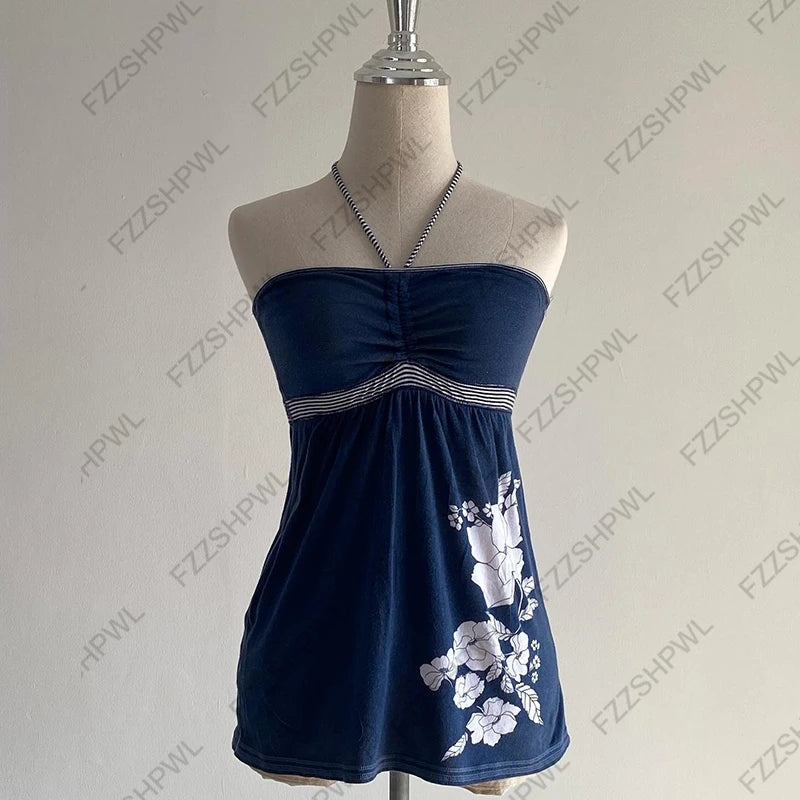 Y2K Tanktop mit Streifendruck & Schleifendetail - So ist Leben