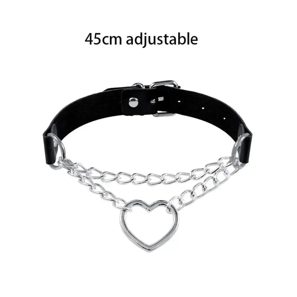 Gothic Heart Lock Choker – Punk Rivet Necklace with Key | Cosplay, Bondage-Inspired Jewelry for Women - So ist Leben