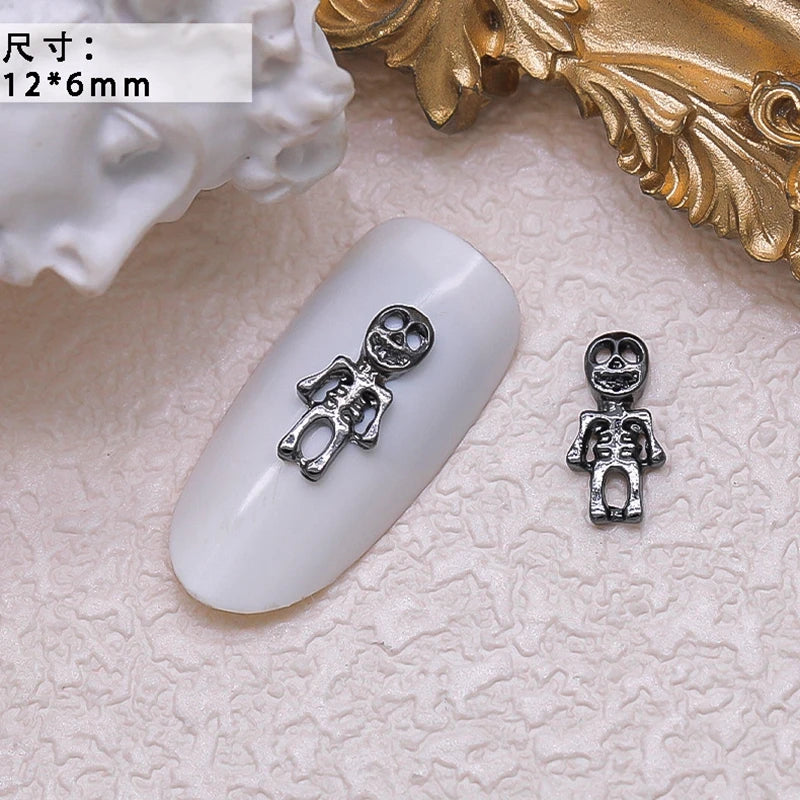 40PCS Dark Alloy Nail art Charms Schädel Bogen Skelett Palm Sinister Zubehör Für Halloween Nägel Dekoration Maniküre Liefert So ist Leben