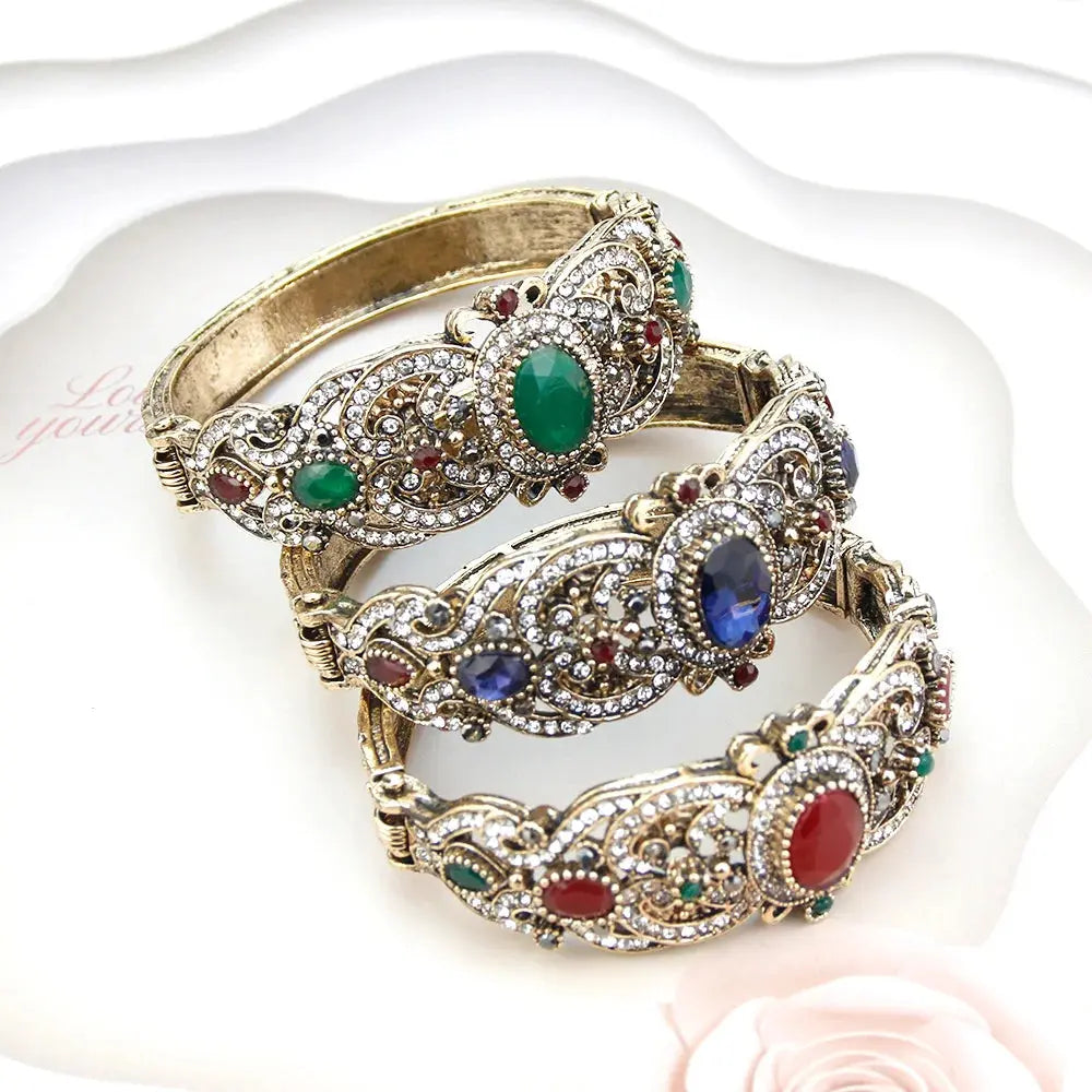Sunspicems Indische Frauen Blume Schmuck Sets Harz Armreif Armband Ohrring Sets Türkische Haken Baumeln Ohrringe Braut Armband Geschenk - So ist Leben
