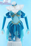 MOBBUNNY Damen Bloom Derivative Sexy Dessous-Kleid, tief ausgeschnitten, unregelmäßiges blaues Kleid mit Ärmeln, Halsband, Cosplay-Kostüm So ist Leben