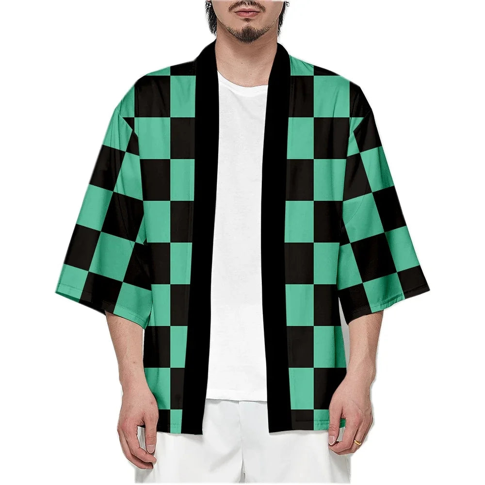 Männer Japa Nese Anime Samurai Tanjiro Kamado Grün Zurück Karo CT Kimono Haori Cardigan Zenitsu Azuma Yellow Kospy Kos Tsume So ist Leben