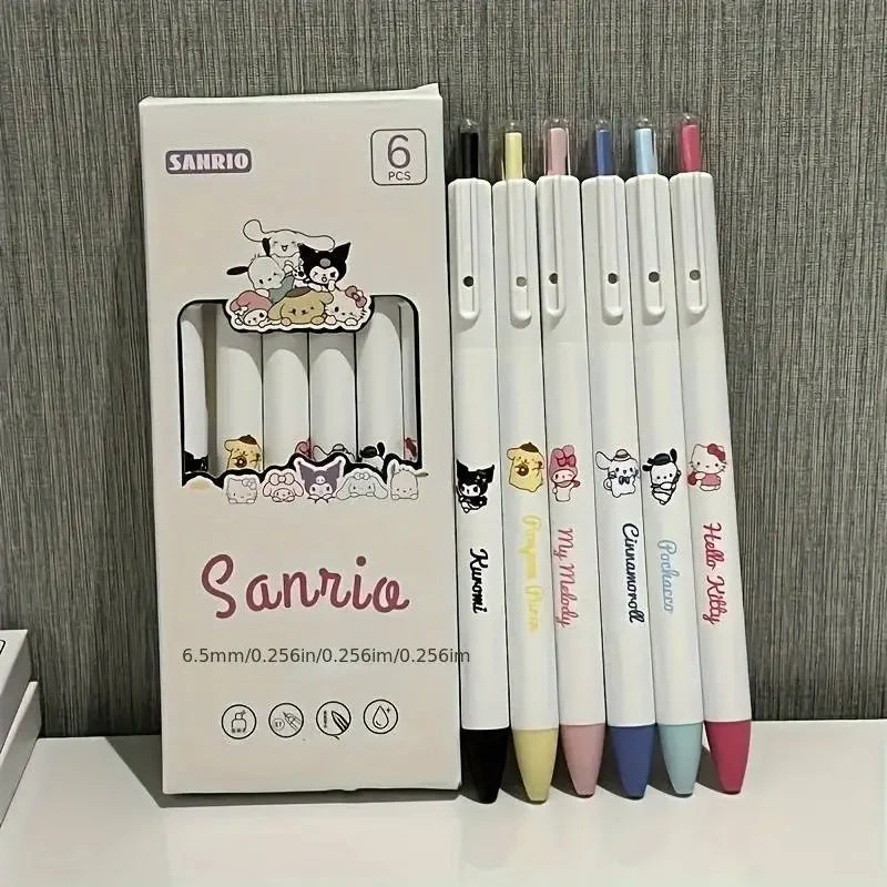 6 Stück/Set Sanrio Gelstift Hello Kitty Kuromi Niedliches Komplettset Schwarzer Gelstift Schnelltrocknender Kugelschreiber für Schüler Geburtstagsgeschenk - So ist Leben