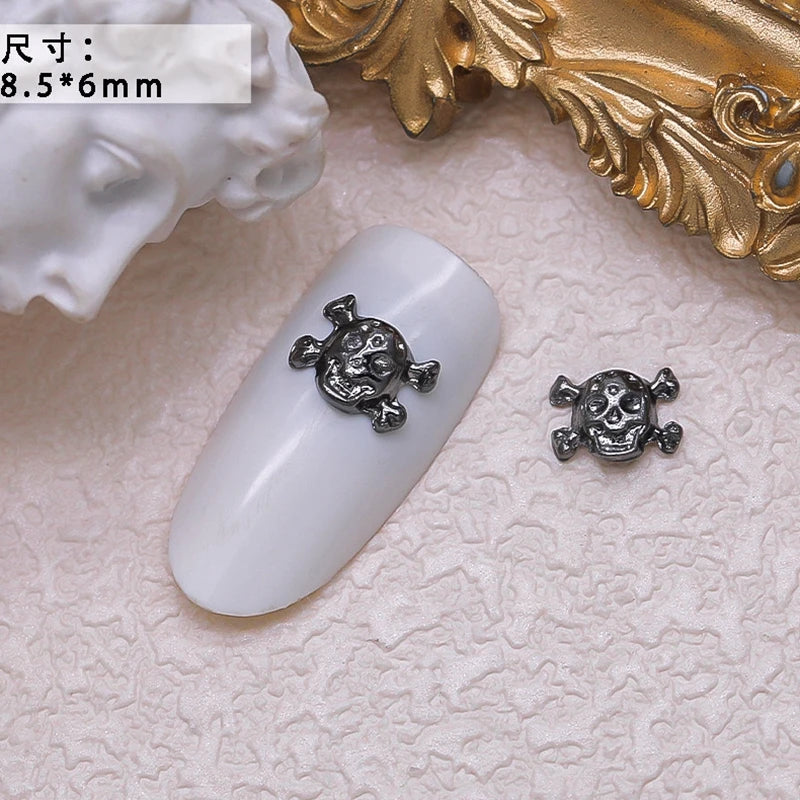 40PCS Dark Alloy Nail art Charms Schädel Bogen Skelett Palm Sinister Zubehör Für Halloween Nägel Dekoration Maniküre Liefert So ist Leben