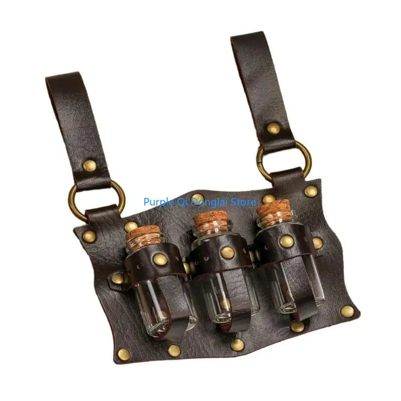 L21E Alchemist Belt Steampunk Kostüm PU Ledertrankträger Magics Flügelhalte So ist Leben