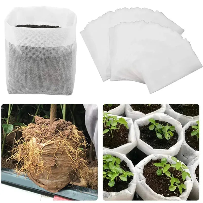 Eco-Friendly Biodegradable Nursery Bags for Plant Growth - Set of 100 Non-woven Fabric Seed Sowing Flower Pots Gardening Tools - So ist Leben