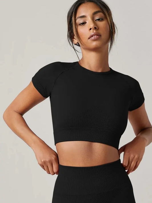 Frauen Yoga Top Nahtlose Sport T Shirts Fitness Kleidung Kurzarm Yoga Shirt Gym Top Laufen Active Wear Sport Top So ist Leben