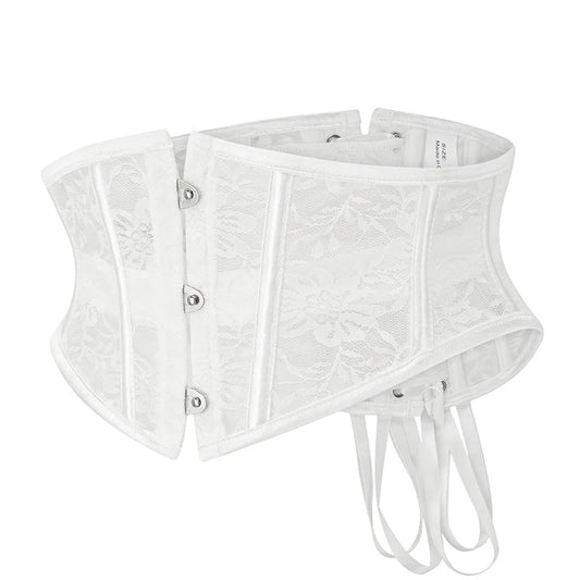 BurVogue Damen-Unterbrustkorsett aus Satin mit 14-Spiral-Stahlstäben, Taillentraining, Spitzenkorsett, Unterbrustkorsett, sexy Schnßr-Bustiers und Korsett So ist Leben