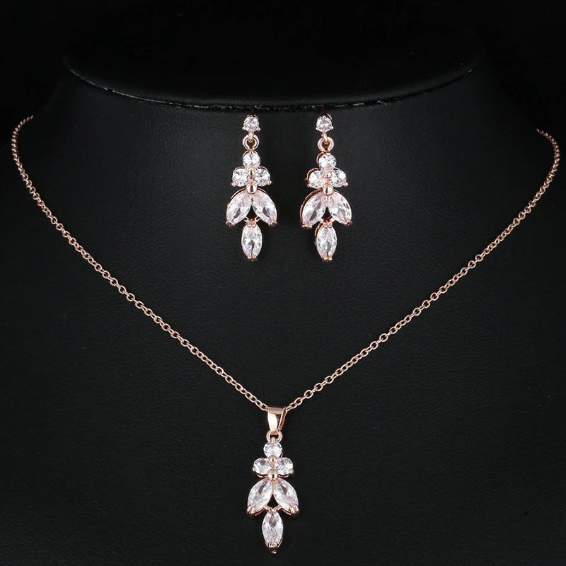 Zwei Größe Neue Design Luxus AAA Zirkon Olivenzweig Ohrringe und Anhänger Schmuck Sets Für Mode Frauen Hochzeit Schmuck Set AS128 So ist Leben