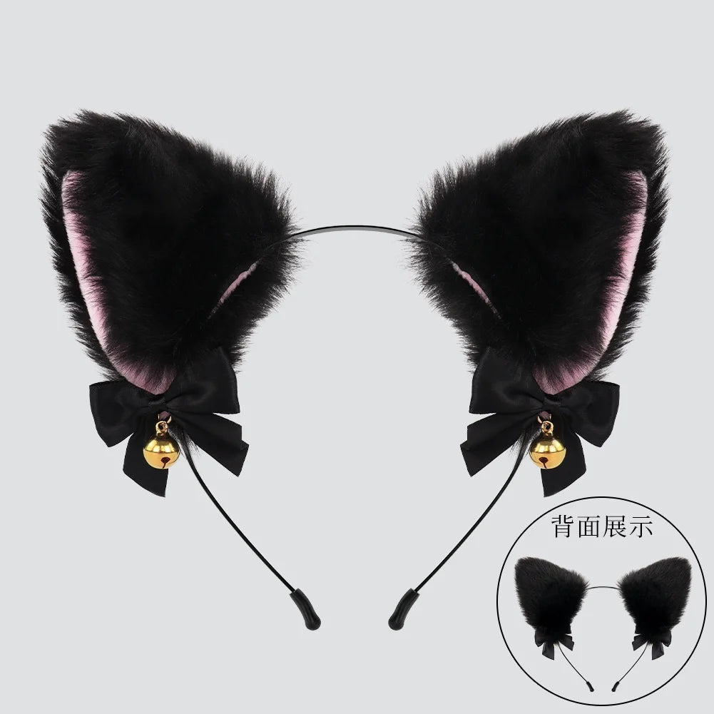 Halloween-Katzen-Kostüm-Set für Mädchen, Cosplay, Halloween-Katzen-Kostümzubehör mit Stirnband, Schwanz, Handschuhe, 3-teilig So ist Leben